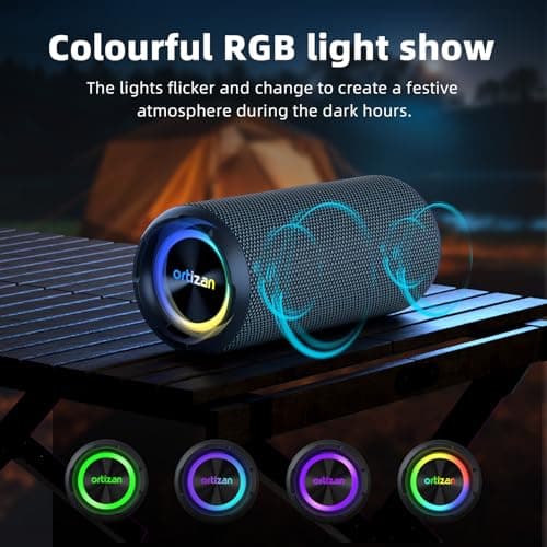 Ortizan 40W Bluetooth Speaker X8Pro with Voice Assistant & Strap, Portable Speakers Wireless Bluetooth 5.3 with RGB Light, Loud Volume & Enhanced Bass, IPX7 Waterproof, 30H Play, 3 EQ Modes,Aux/TF/TWS — view 6