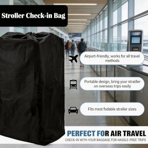 WQorphix Car Seat Travel Bag, Buggy Bag, 115×80cm Large Capacity Stroller Bag, Waterproof Stroller Bag for Airplane, Portable Dustproof Stroller Travel Bag for Air Travel and Outdoor Transport — view 5