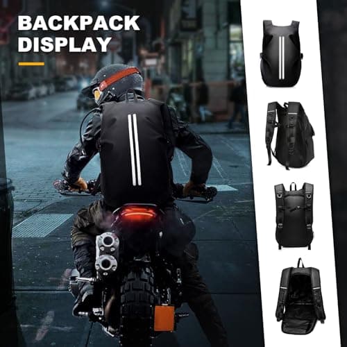 WEPLAN Helmet Backpack Mens Womens Motorcycle Backpack Motorbike Helmet Bag Waterproof Motorcycle Rucksack Backpacks for Men Women Travel Backpacks,Black L — view 3
