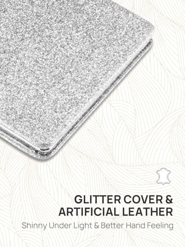 OMIRO Compact Mirror with 1x/3x Magnification, 2-Sided with PU Leather, Pocket Mirror for Wallet, Travel, Gift (Glitter Silver) — view 2
