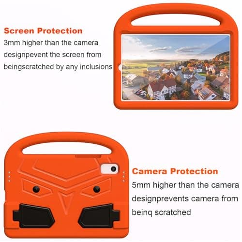 vsedkxis Case for Lenovo Tab M9 Cover 9.0 inch (TB-310FU,2023 Released),Kids Friendly Foldable Cute Stand Rugged Heavy Duty Protective EVA Cover with Portable Handle (Orange) — view 3