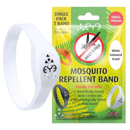 THEYE Mosquito Repellent Bracelet - Anti Mosquito Bracelet for Adults, Children, Kids - 100% Natural, Deet Free Mosquito Repellent Bands - Provides Up to 2 Weeks Protection - White Small