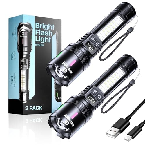 Esgreen 2 Pack Rechargeable Torches LED High Lumens 500000 Long Lasting 12H