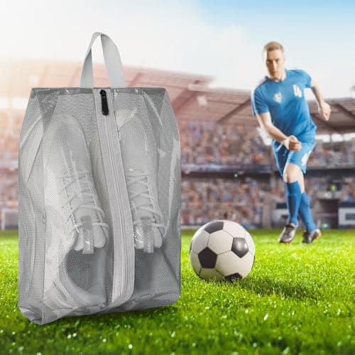 jwtyu 1 Piece Shoe Bags for Travel Grey Shoe Bag Waterproof TPU Mesh Shoe Travel Bag with Zipper for Travelling or Home Storage — view 5