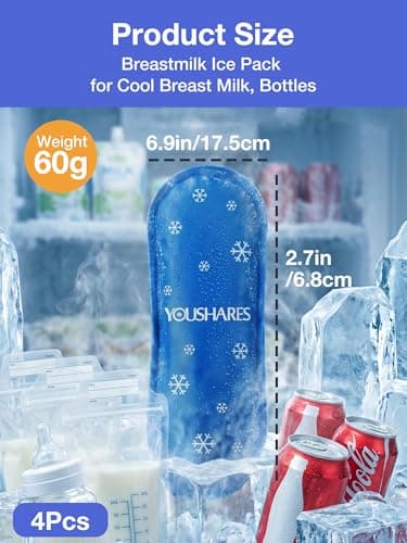 YOUSHARES Breastmilk Cooler Bag Ice Packs - Reusable Gel Ice Packs Cool Bag for Breast Milk Cooler Travel Bag, Small Nylon Ice Bags for Cool Breast Milk (4 Packs) — view 3