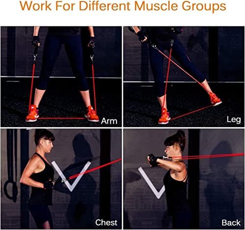 Himaly Resistance Bands Set, 5pcs Exercise Bands with Handles, 100 LBS Tension, Home Use Gym Equipment for Strength Training, Yoga, Pilates, Travel — view 6
