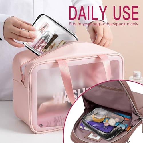 6 Pack Travel Toiletry Bag with Jewelry Bags, Cosmetic Organizer - TSA Approved Clear Quart Size Bag for Travel — view 5