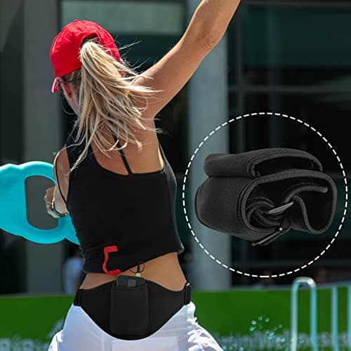 Microphone Belt with Anti Drop Strap, Neoprene Microphone Carry Bag, Adjustable Sweat Absorbing Belt Pouch for Vertical Microphone Fitness Teacher Speaker Theatre, Black, Microphone Belt — view 3