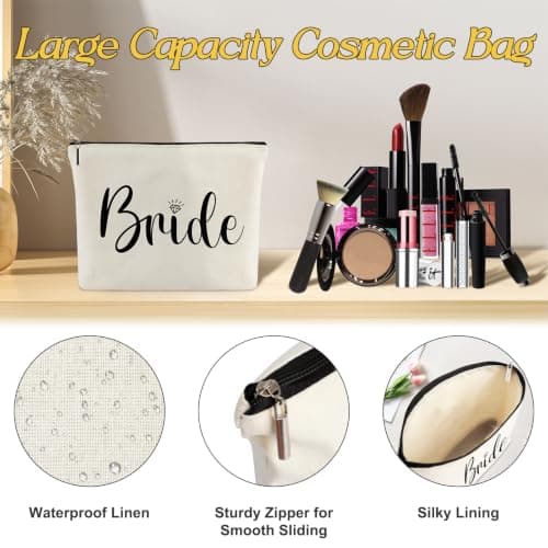 Bride Gifts Canvas Tote Bag with Makeup Bag,Bride to Be,Bridal Shower Gift — view 4