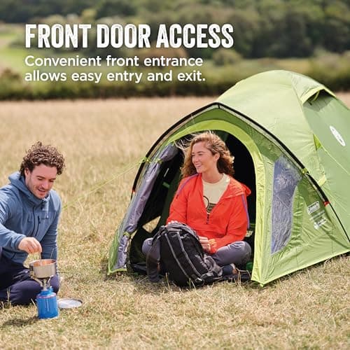 Coleman Tent Darwin 3 Plus BlackOut | Compact 3 Man Dome Tent | Special Darkened Bedroom | Lightweight Camping, Festival and Hiking Tent | 4500mm Waterproof | 3 Person | with Sewn-in Groundsheet — view 4