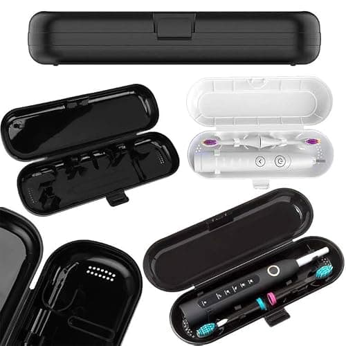 Elegance-go Universal Electric Toothbrush Travel Case, 2 Pieces Plastic Travel Toothbrush Case Electric Toothbrush Case Container, Black, White, Modern Minimalist — view 3