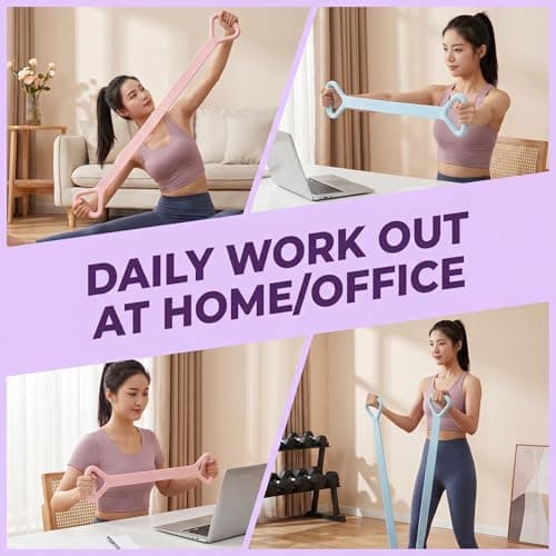 Mtbricey 3 Pcs Resistance Bands Figure 8 Resistance Band with Textured Grip Handles Portable Home Fitness Workout Equipment for Pilates Yoga Improves Upper Back and Shoulder Mobility — view 5
