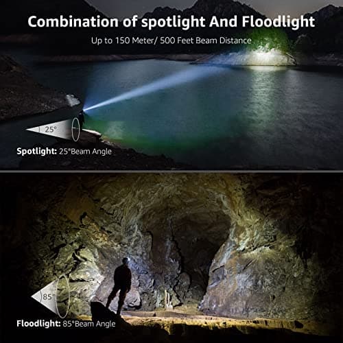 Lepro Head Torch Rechargeable, 2000L Waterproof LED Headlamp 30Hrs Runtime — view 3