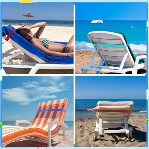 BORISCA 6 Pcs Beach Towel Bands, 3.8x40cm Towel Bands for Sun Loungers with Storage Bag, Elastic Towel Craber for Beach Chair, Towel Bands for Beach, Pool, Cruise Chairs (6 pcs) — view 6