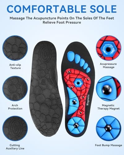 Insoles for Men and Women, Work and Boot Shoe Insoles UK3-7(10.6in) Black — view 2