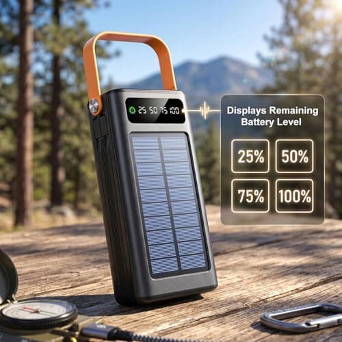 BEOSIOR Solar Battery Bank, 22.5W Fast-Charging Station 50000mAh Portable Charger with LED Light, Built-in Cables, PC, 4 Outputs, 3 Inputs for Phones, Tablets, Laptops, Camping, Hiking, Emergencies — view 6