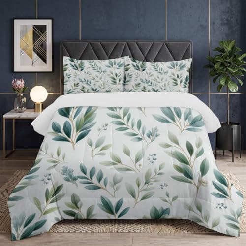 Down Duvet Set Watercolor Plants For Children Kids Boys Girls Microfiber