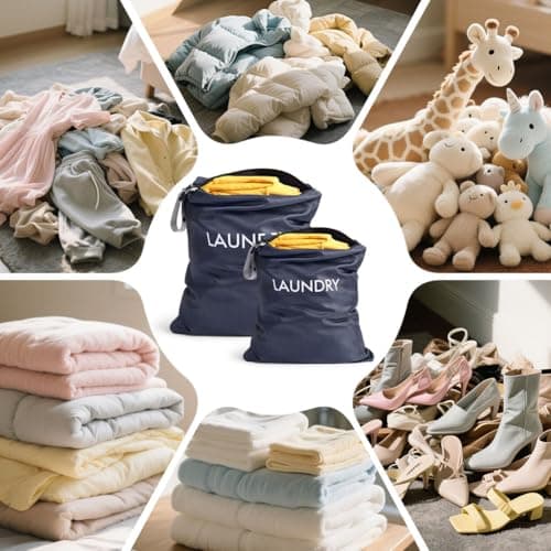AOOTE Waterproof Travel Laundry Bag, 2 Pack Dirty Clothes Organizer with Zipper, 2 Sizes Foldable Dirty Clothes Storage Bag, Wet Bags for Travel, Swimming, Gym, Beach, Pool, Workout, Yoga, Navy Blue — view 6