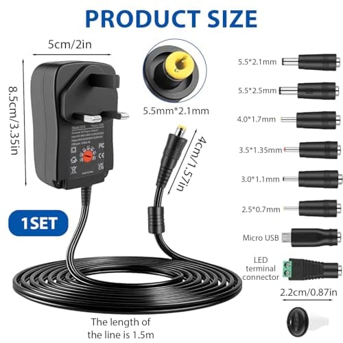 30W Universal Power Adapter, 3V-12V Adjustable Multi Voltage Power Supply — view 3