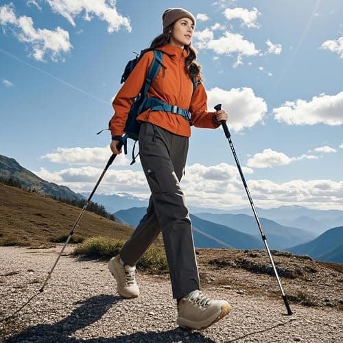 NORTIV 8 Women's Waterproof Hiking Shoes Leather,Brown/White,5 — view 2