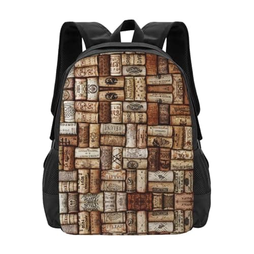 DRTGEDS Snake Skin Black And White Backpack For Men Women, Canvas Shoulder Rucksack Carry-On Travel Backpack, Wine Cork, One Size