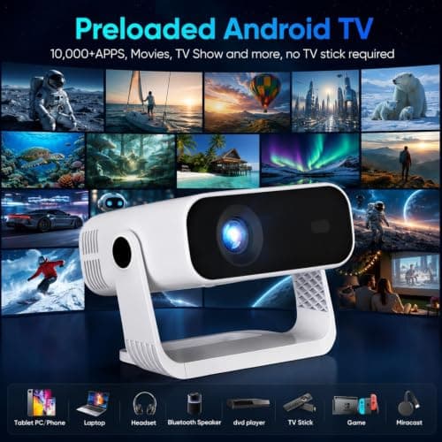 2026 New Smart Projector Built-in Apps Android 14 Native 1080P 4K Supported — view 3