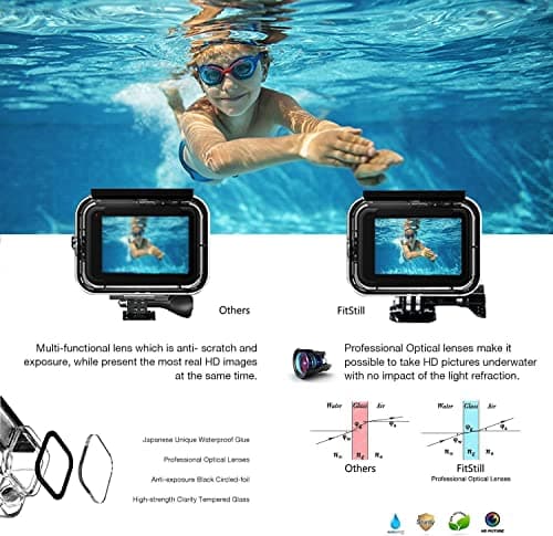 FitStill 60M/196FT Waterproof Case for Go Pro Hero 13/12/11/10/9 Black, Protective Underwater Dive Housing Shell with Bracket Accessories — view 3