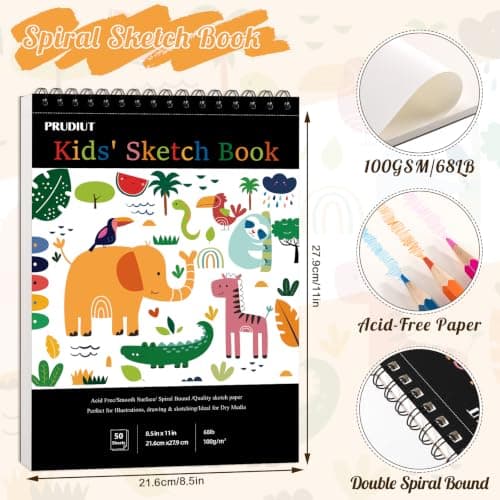 Sketch Book for Kids, 8.5 × 11 Inch Spiral Drawing Pad for Beginners — view 3