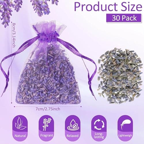 30pcs Lavender Filled Bags Drawers, Wardrobe Fresheners, Lavender Moth Repellent For Wardrobes, Suitable For Pillows, Cars, Shoe Cabinets, Cupboards — view 2