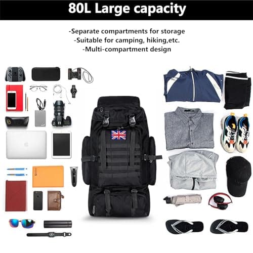 Lesbyit 80L Waterproof Hiking Backpack Lightweight Tactical Rucksack — view 6
