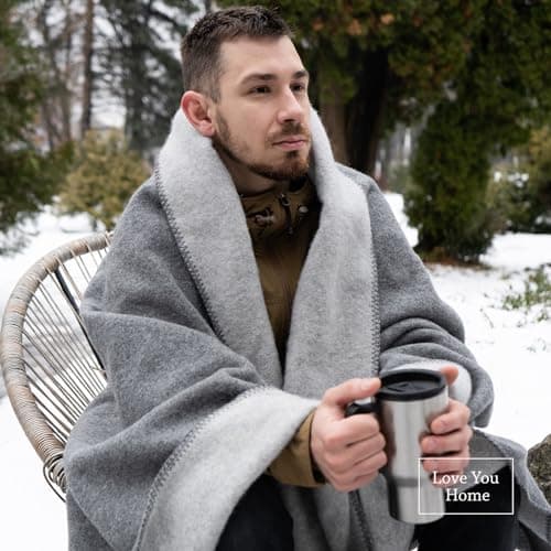 Merino Wool Outdoor Blanket, Camping & Travel Reversible Throw, 51 x 67 in — view 6