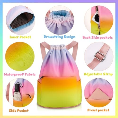 ViEinkaufen Swimming Bag for Kids Adults Waterproof Drawstring Gym Bags — view 3