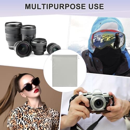 M METERXITY 2-Pack Ski Goggle Bag, 9.8" x 5.9" Soft Microfiber Pouch Bags Protective Storage Bags Case with Drawstring for Snow Goggles/Camera Lenses/Sunglasses [Gray] — view 6
