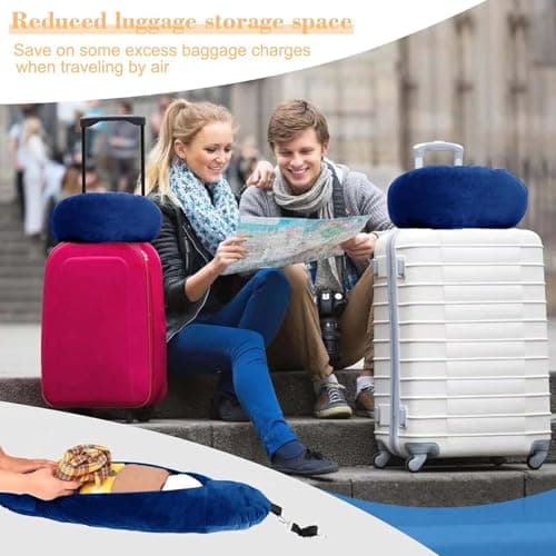 Stuffable Neck Pillow for Travel, 80 * 18.5cm Stuffable Travel Pillow with Adjustable Straps, Travel Pillow Stuffable with Clothes, Neck Pillow Stuffable for Extra Luggage Travel Essentials(Blue) — view 6