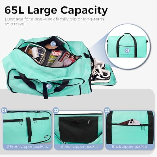 Fmeida 65L Foldable Travel Duffle Bag Waterproof Holdall Luggage Bags — view 4