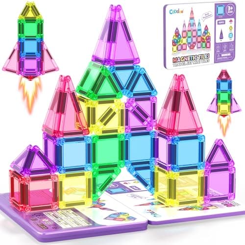 Magnetic Tiles Set Portable STEM Travel Essentials Toy for Toddlers 3+