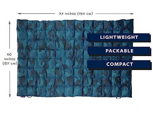 Get Out Gear Cozy Camo Camping Blanket - Puffy, Packable, Lightweight and Warm | Ideal for Outdoors, Travel, Stadium, Festivals, Beach, Hammock |Water-Resistant Backpacking Quilt — view 3