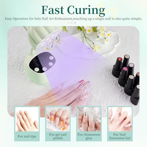 JODSONE Fast Curing U V Nail Lamp - Portable and Flexible Gooseneck Lamp with 360° Adjustable Design, Rechargeable LED Dryer for Gel Polish, Auto Sensor & 4 Timers, Home DIY Manicure Light Mint Green — view 6