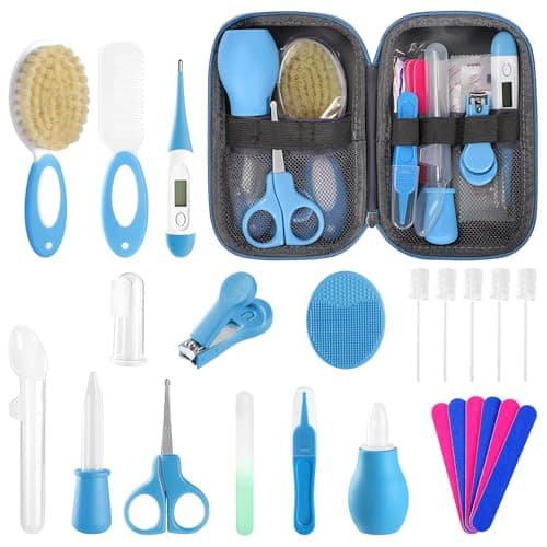 POPYJAN Baby Healthcare and Grooming Kit for Newborn Kids, 36PCS Upgraded Safety Care Kit, Nursery Health Set, Products Blue-18pcs