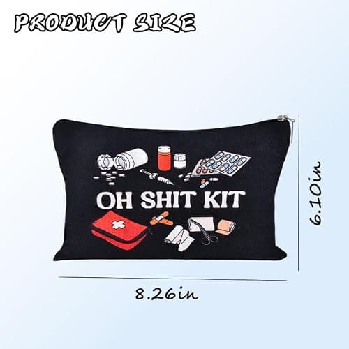 Sisadodo Medication Medical Bag Organiser for Women Men Funny Emergency Kit Bag for School Wedding First Aid Kit Zip Travel Pouch for Pills Medicine Portable Medicine Pouches for Handbag Bags — view 2