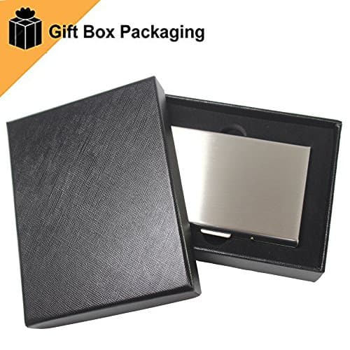 Enyoir Slim RFID Credit Card Protector Wallet, Block Identity Thieves, Stainless Steel Aluminum Metal Holder Case with 6 PVC Slots, Silver — view 3