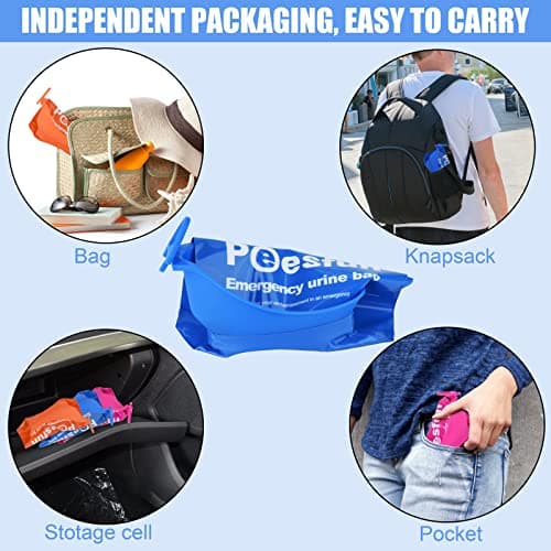 12-Pack Disposable Urinal Bags with The Large Open,900ml Portable Toilet Pee Bags,Emergency Bag Vomit bags for travel Portable and Camping Toilet for Men,Women,Pregnant,Patient,Kids, and Traffic Jam — view 6