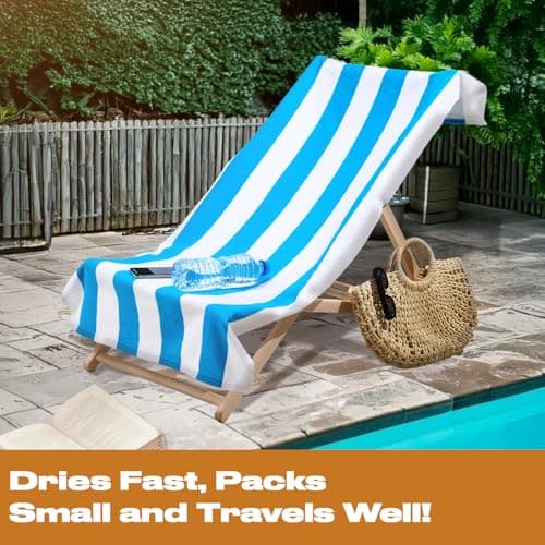 Dreamscene Large Beach Towel Blue & White Stripes, Soft Quick-Dry Lightweight Microfibre Beach Towel For Women & Men Swimming Towel For Holiday Essentials, 71x152cm — view 4