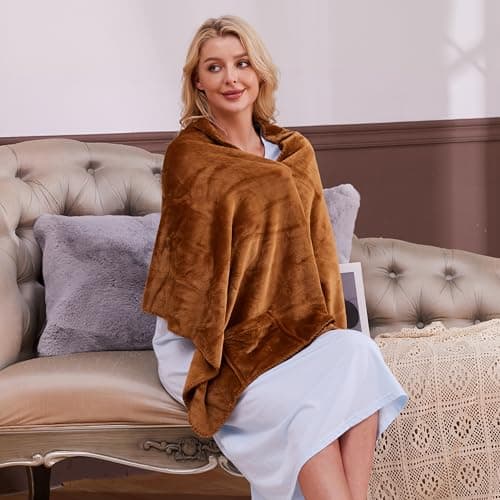 Keyocean Fleece Wrap Shawl with Large Pockets Warm Blanket for Women Man — view 6