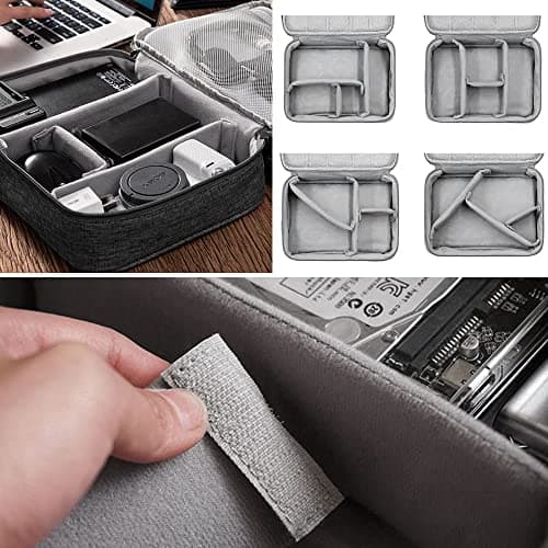 HCFGS Travel Cable Organiser Bag,Accessories Organizer Bag Extra Large 3-Layers Universal Carry Travel Gadget Bag for Power Bank, Data Cable (Black) — view 3
