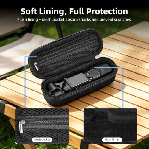 BRDRC Carrying Case for DJI Osmo Pocket 4, Portable Protective Storage Bag with Lanyard, Wrist Strap and Carabiner, Hard Shell Travel Case for DJI Pocket 4 Camera Accessories — view 6