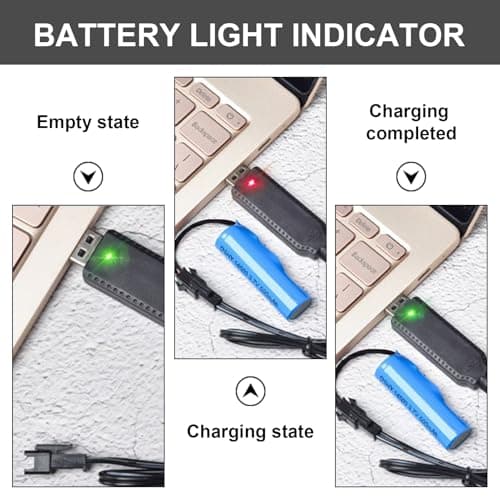 2PCS Battery Charger for Bubble Machine Gun for 3.6V 3.7V Rechargeable Battery Packs, Compatible with RC Cars, Tanks, Boats, Trucks, Trains, Toys, USB Charging Cord with LED Indicator — view 4