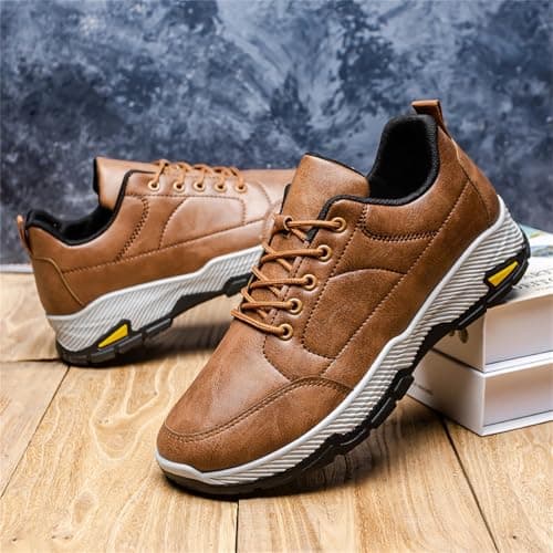 Men's Hiking Shoes Couple Walking Boots Low Rise Hiking Boots Lightweight Trekking Footwear Waterproof Outdoor Camping Climbing Shoes Sneaker Outdoor Sports Trainers Coffee — view 2