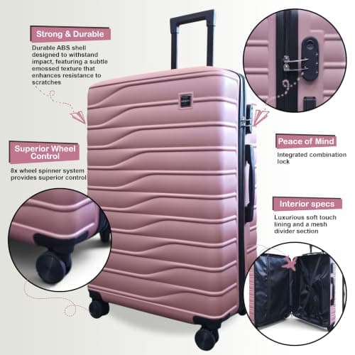 Infinity Leather Hard Shell Rose Gold Cabin 56 x 36 x 23 cm Secure Luggage Suitcase Suitable for Easyjet, Ryanair — view 3