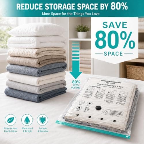Vacuum Storage Bags for Clothes with Pump, 10 Pack Compression Seal Bags — view 3